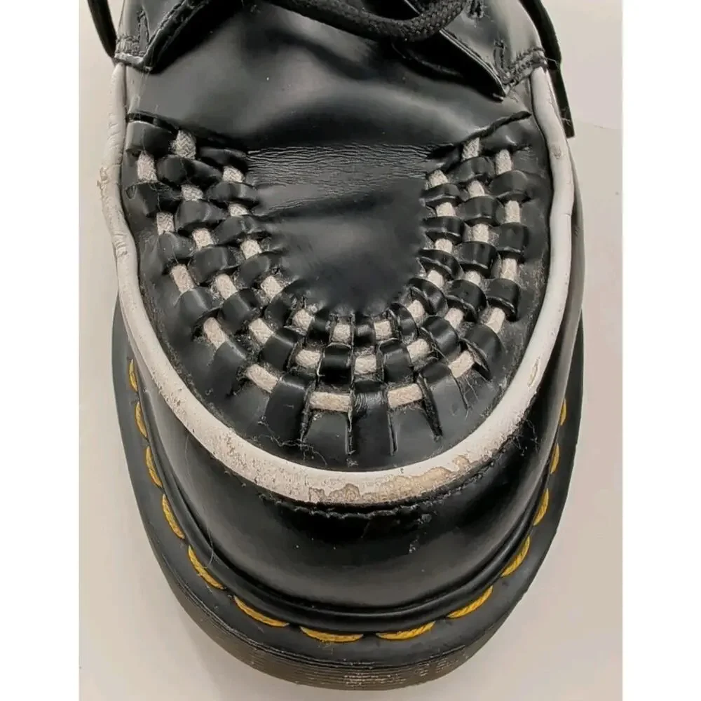 Dr. Martens Ramsey Smooth Leather Creepers Black/White Interlace Size 7 Mens/8 W